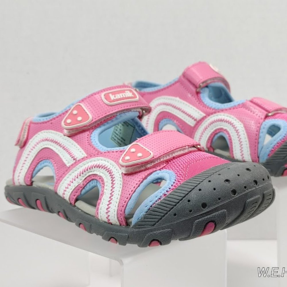 KAMIK® Sea Turtle HK4161 Water Sports Trail Hiking Sandals Pink/Sky Blue Size 3